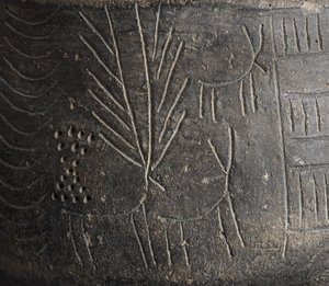 Dettaglio di una ciotola, con decorazione incisa raffigurante cervi, da Los Millares, Spagna, Età del Rame, c.2000 a.C. da Bronze Age